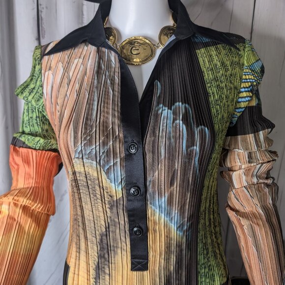 Arthur Apparel (Free People) Box Pleat Fish Party Shirt Dress NWT Size 6 - Picture 5 of 11